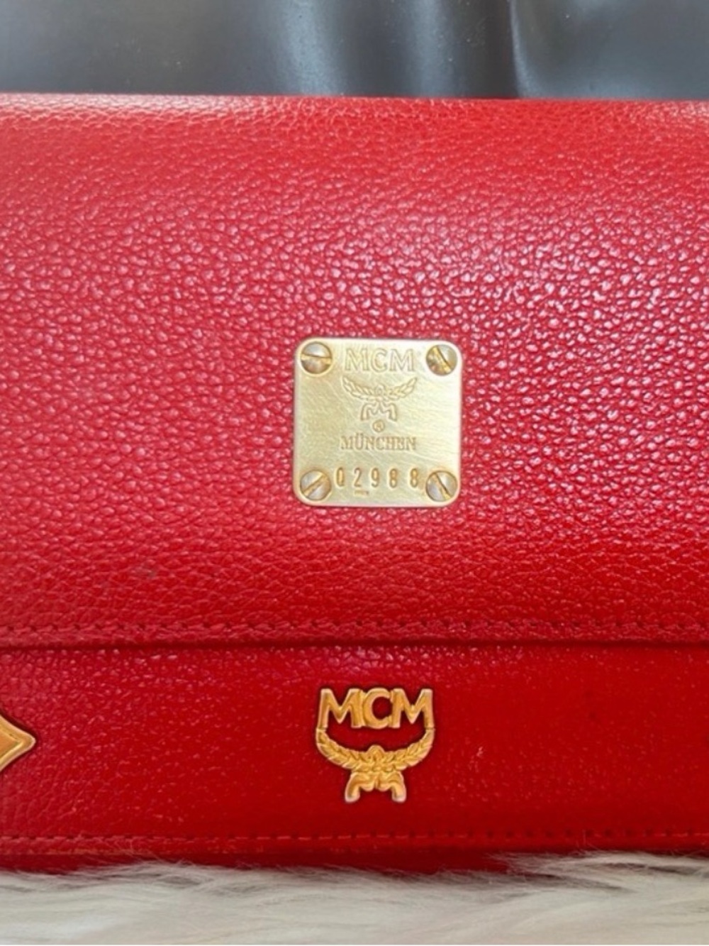 MCM Red Leather Continental Wallet with Gold Hardware